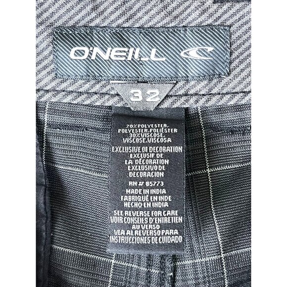 Coastal Beach Fisherman O'Neill Intersect Walking Shorts Black Plaid, Men's 32 - Picture 8 of 9